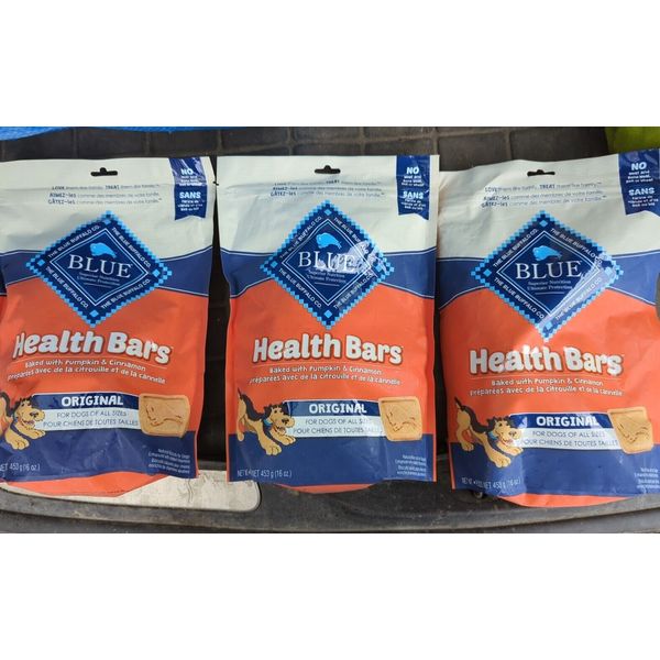 3 LBS Blue Buffalo Health Bars Natural  Dog Treats Pumpkin & Cinnamon 3 Bags