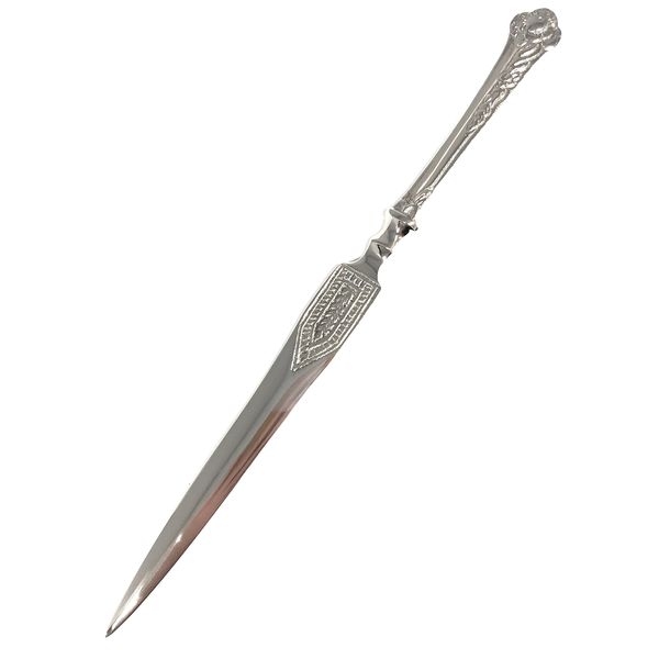 Madison Bay Company Nickel Plated Embossed Floral Letter Opener, 8.5 Inches Long