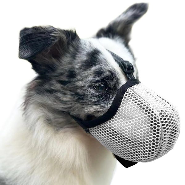 Diketone Dog Muzzle,Dog Muzzle to Prevent Eating/Chewing/Biting, Breathable Reflective Adjustable Muzzle for Large Dogs(Grey_XL)