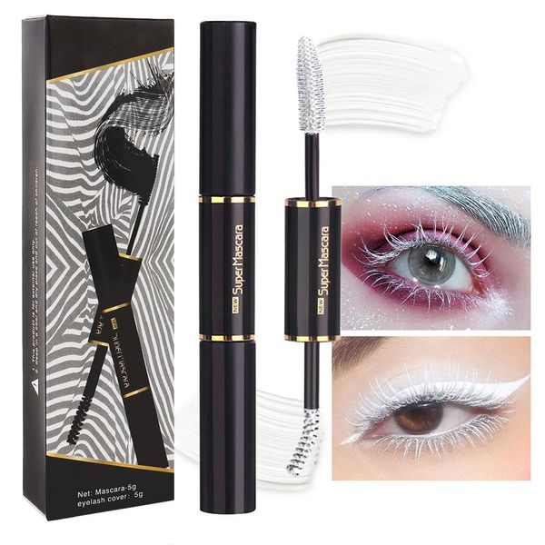 Colored Colorful Waterproof Mascara for Eyelashes Set,Blue White Black Brown Purple Long lasting Charming Voluminous Cruelty Free Vegan Eye Makeup (B-1Pc 01#WHITE, B)