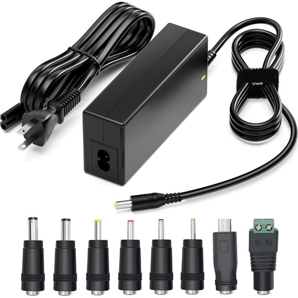 Outtag DC 12V 5A Power Supply Adapter, 60W 12V Universal AC Adapter, Compatible with LED Tape Lights, Video Cameras, Surveillance Cameras, AC-DC Charger, DC 0.2 x 0.08 inches (5.5 x 2.1 mm), Set of 8