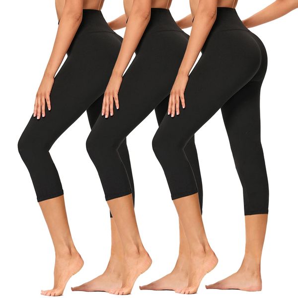 GAYHAY High Waisted Capri Leggings for Women - Soft Slim Yoga Pants for Running Cycling Workout