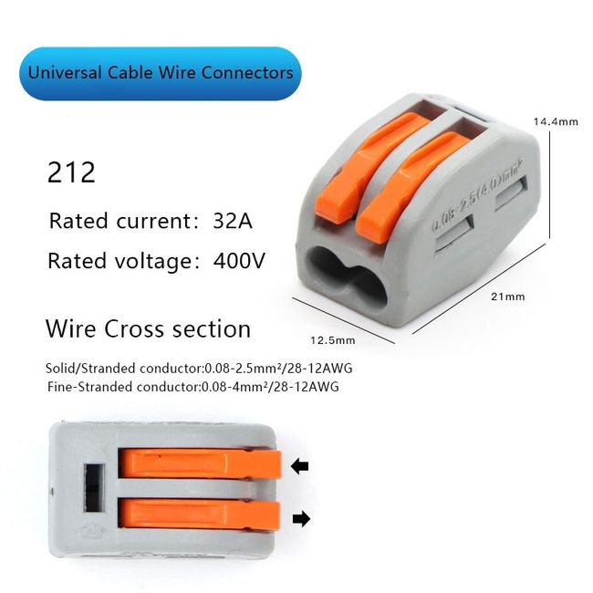 2Wire Lever Lock Quick Connect Terminal Block (1228 AWG),, 54 OFF