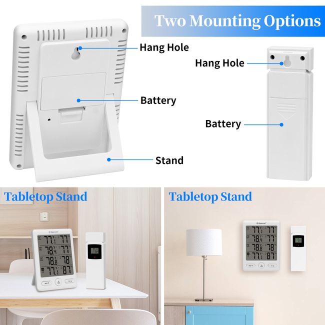 3 Channels Room Thermometer Hygrometers for Home Baby Room