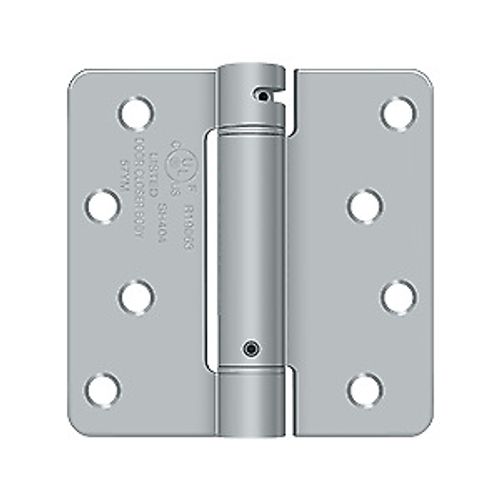 Deltana DSH4R426D 4" x 4" x 1/4" Spring Hinge, UL Listed in Brushed Chrome