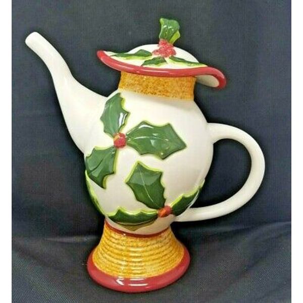 Southern Living at Home Very Merry Teapot Ceramic in Box VERY NICE