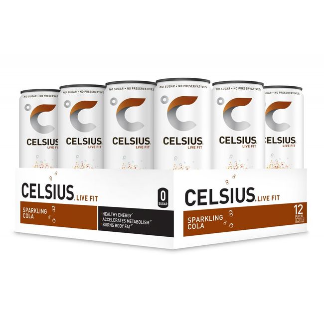 CELSIUS Sparkling Cola Fitness Drink, ZERO Sugar, 12oz. Slim Can,12 Pack,Healthy