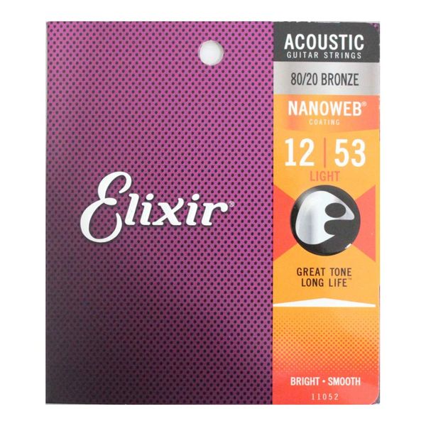 ELIXIR 11052 ACOUSTIC NANOWEB LIGHT 12-53 x 3SET Acoustic Guitar String