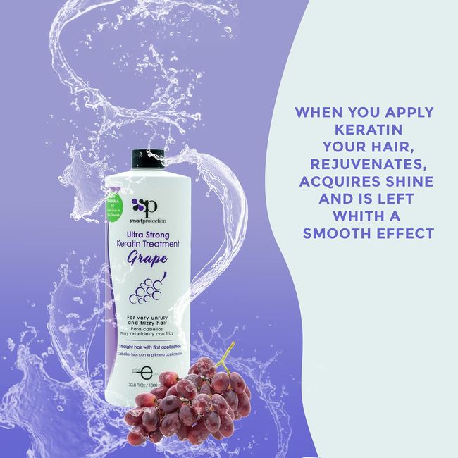 Grape Ultra Strong Keratin Treatment with Clarifying Shampoo 33.8oz by Smart Protection