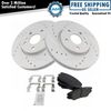 Front Ceramic Brake Pad & Performance Drilled Slotted Zinc Rotor Kit