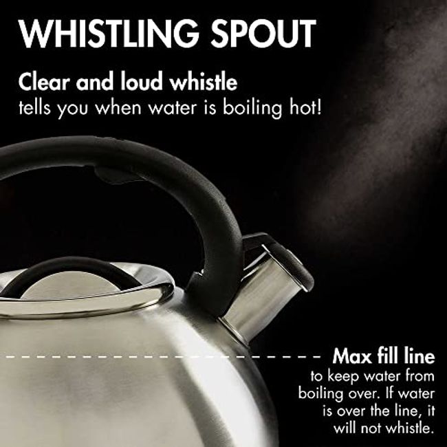 Whistling Stovetop Tea Kettle Food Grade Stainless Steel Hot Water Fast to  Boil