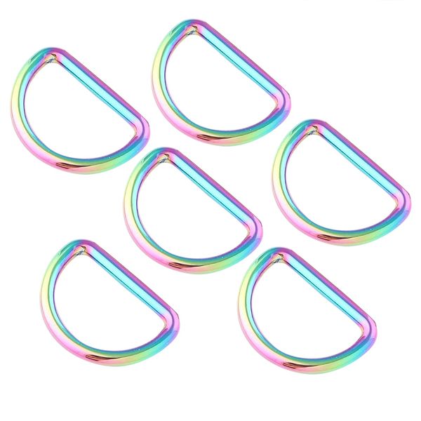 FUYEJIA Rainbow D Rings Purse Bag Adjuster Handbag Dog Collar Hardware for 1 inch 10pcs