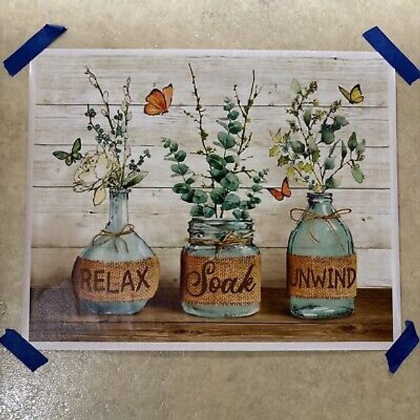 Bathroom Decor Relax Soak Unwind ✅ Poster Canvas Wall Art Bath Spa ✅ 16x20 inch