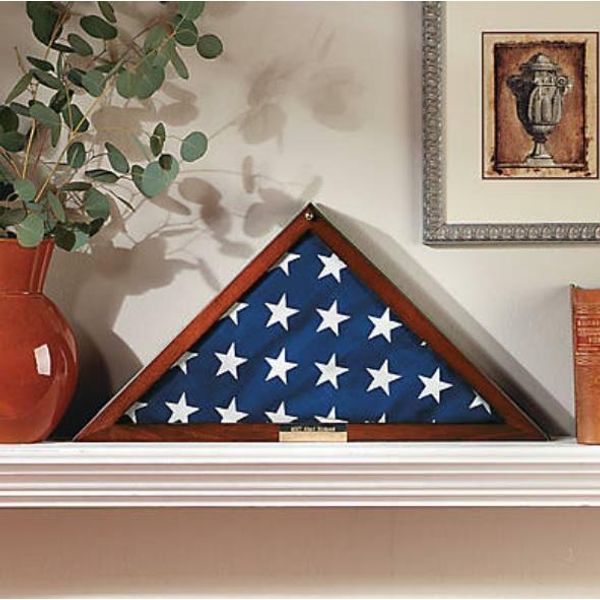 Military Veteran's Memorial Burial Flag Display Case w/ Free Personalized Plaque