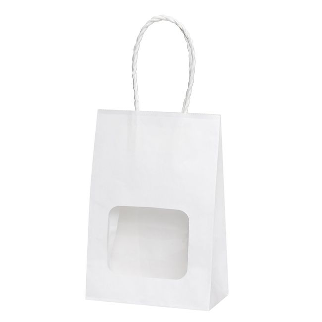 Pack Takeyama XZT65101 Paper Bags with Window, Handbag, Plain, White, 25 Sheets