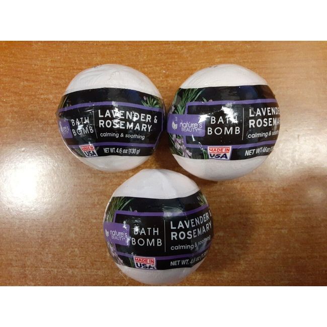 3 Nature’s Beauty Bath Bombs - Lavender & Rosemary  -  E10D