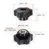 HARFINGTON 10pcs Star Knobs M12 Female Thread 48mm Head Plastic Through Hole Brass Screw-in Clamping Handles Threaded Hand Knobs, Black