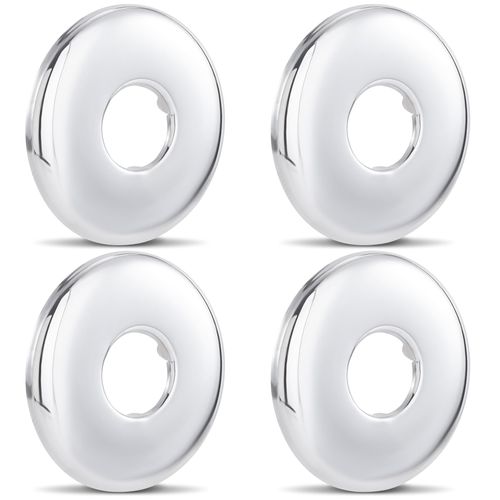 PAGOW 4 Pcs Stainless Steel Shower Arm Flange, Round Escutcheon Plate, Shower Pipe Covers for Bathroom, Shower Faucet Cover Plate for Shower Arms, Pipes - Silver (OD 2.45in, ID 0.84in)