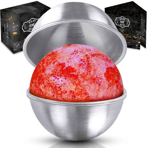 Stainless Steel Bath Bomb Molds Professional Extra Large 3.34" (85 mm) Mold. Heavy Duty Metal, Dent & Rust Proof. Storage Bag, Instructions, Recipe Ebook by Healthy Home Helper. … (3.34)
