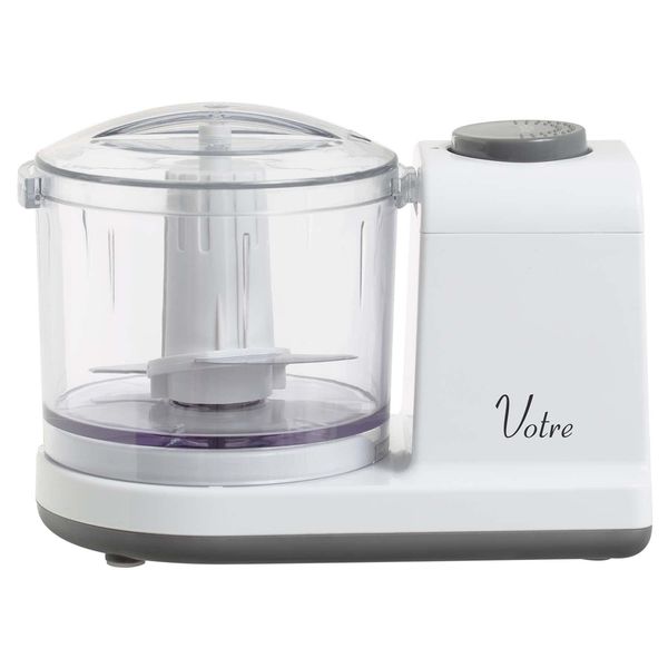 Yamazen YFE-200(W) Food Processor, 2-in-1 (Chop/Blend), Small, Maximum Capacity 7.1 oz (200 g), Time-Saving Food Preparation, Dishwasher Safe, Easy Care, Simple Operation, White