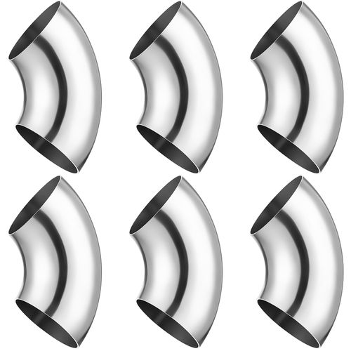 Datanly 6 Pieces 90° Mandrel Bend Elbow SS304 Stainless Steel Pipe Elbow Thickness 16GA/. 065" Stainless Bend Tube for Modified Pipe, Stair Handrail, Pipeline Silver(2 Inch)