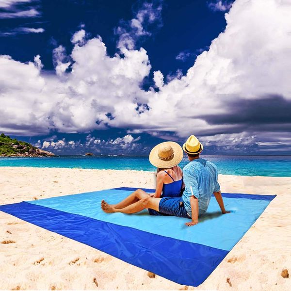 Brillirare Sandfree Beach Blanket, 85x110 Oversized Waterproof Sandproof Picnic Blanket for 8-10 Adults, Quick Drying Lightweight Family Mat with 4 Stakes&4 Corner Pockets for Travel, Camping, Hiking