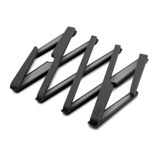 Joseph Joseph Stretch Folding Silicone Trivet for Hot Pot and Pan, Expanding nonslip stand, heat resistant mat for Kitchen Worktop - Black