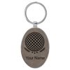 Oval Keychain, Golf Ball, Personalized Engraving Included (Metal Frame, Gray)