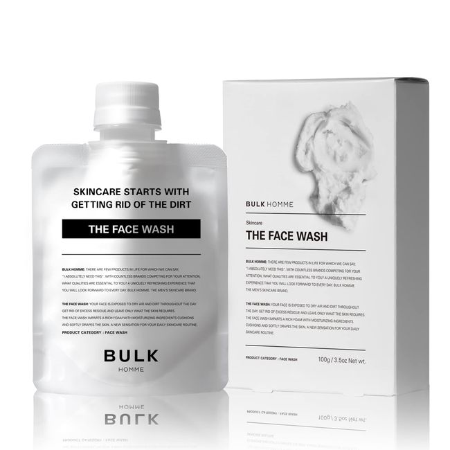 BULK HOMME – THE FACE WASH – Facial Cleanser & Skin Care for Men of all Skin Types – Men's Face Wash to remove Dirts & Excess Oil – Japanese Skin Care & Gifts for Men with Natural Ingredients - 100g