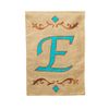 Evergreen Burlap Teal E Monogram Garden Flag, 12.5 by 18 inches