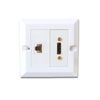 C4A Single HDMI And CAT6 Ethernet Wall Plate/Easy Connect Faceplate/White