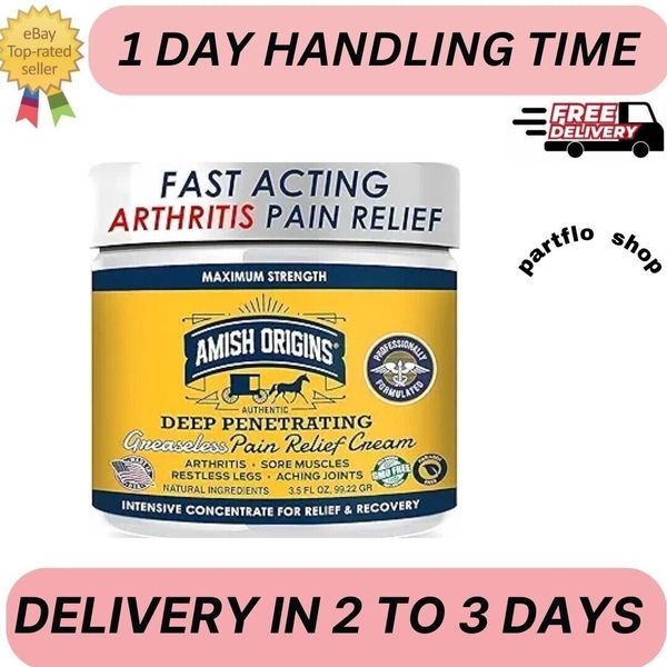 Amish Origins, Deep Penetrating, Greaseless Pain Relief Cream, 3.5 fl oz