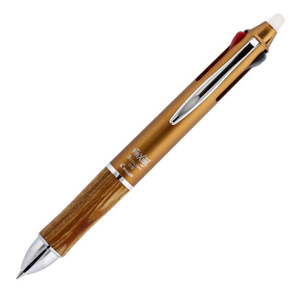 Pilot P-LKFB-60UF-GY Friction Ball 3 0.5 Ballpoint Pen, Erasable, 3-Color, Gray, Wood