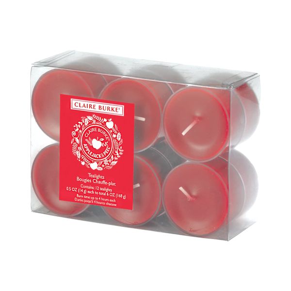 Claire Burke Applejack & Peel Tea Lights, Fall Scented Candles (1 Pack, 12 Tealights 0.5 oz)