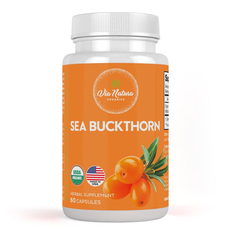 Via Natura Organics Sea Buckthorn Capsules 1000mg | Organic Herbal ...