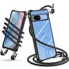 Google Pixel 8A Case, Shoulder Clear, Pixel 8a Smartphone Case, Cover, Shoulder Strap, Crossbody Strap, Shockproof, Transparent, TPU, Thin, Drawstring, Adjustable Length, Removable, Fall Prevention,