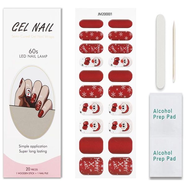 Unghie Gel Adesive Natale Rosa, KALEFUL Smalto Adesivo Gel Nail Stickers Adesivi Unghie Gel Uv Nail Art Stickers Unghie Decorazioni