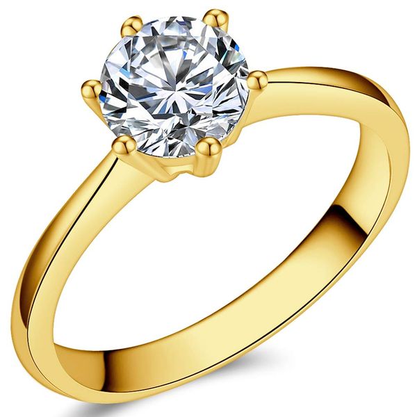 1.0 Carat Classical Stainless Steel Solitaire Engagement Ring (Gold, U)