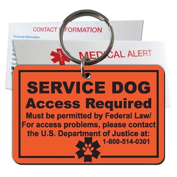 Service Dog Identification Tag Pre-Engraved Rectangle Plastic