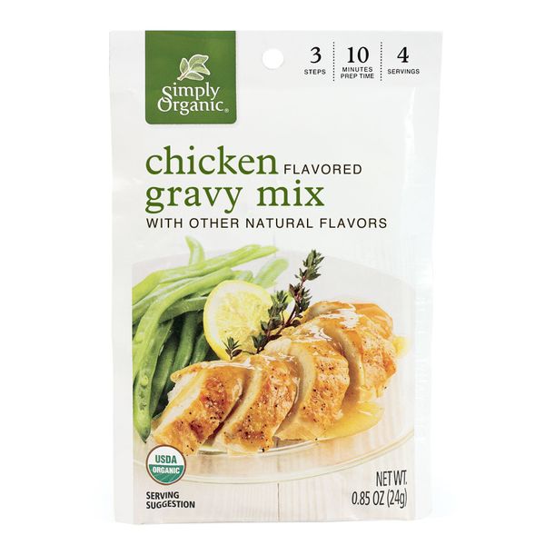 Simply Organic Chicken Flavored Gravy Mix, 0.85 Ounce 12-Pack, Certified Organic, Gluten-Free, Kosher, Rich Chicken Gravy