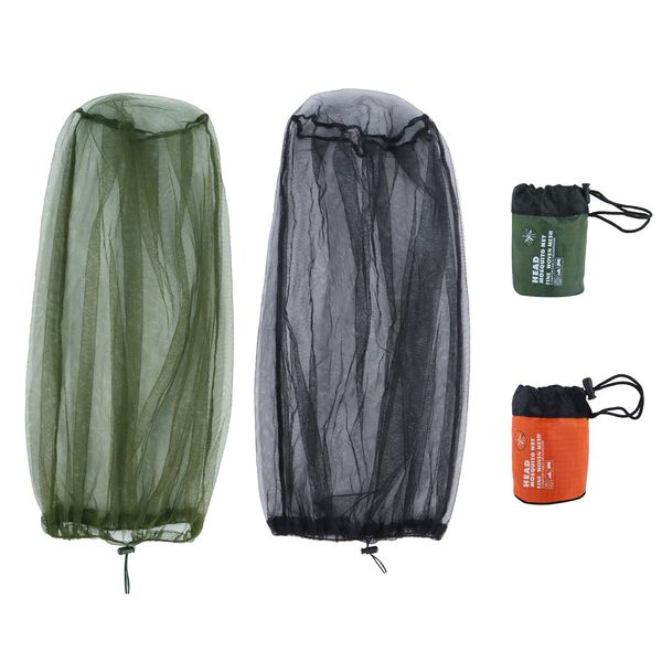 2 Pack Mosquito Head Net Midge Net Head Cover for Outdoor Hiking Fishing Camping Green and Black