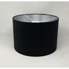 Black Textured 100% Linen Brushed Silver Drum Lampshade