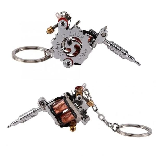 Portable Mini Tattoo Machine Supply Gun Keychain Pendant Decoration for Men Women Gift Craft Holder Punk Style