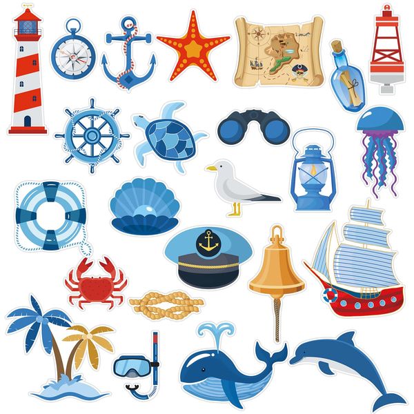 24 Pcs Ocean Cruise Door Decorations Magnetic Sailing Car Magnets Shark Fridge Magnets for Door Magnets Animal Magnets Turtle Crab Magnet Stickers for Car