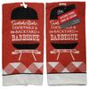 2 SAME MICROFIBER TOWELS (15"x25") SUMMERTIME COCKTAILS & BACKYARD BBQ, red, GR