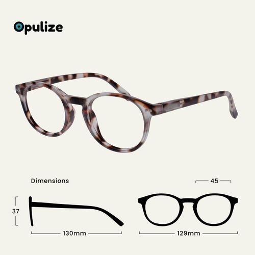 Opulize Zen Reading Glasses Cool Round Frame Spring Hinges Scratch Resistant Matt Light Brown Tortoiseshelll Mens Womens R24-1T +1.00