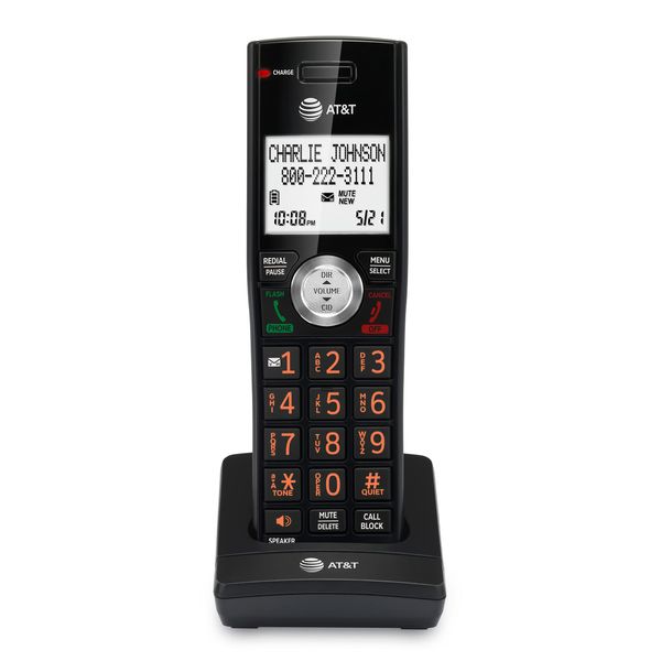 AT&T CL80067 Accessory Handset for CL82x07, CL82x57, CL82x67, CL83x07, CL84x07 Series Cordless Phone for Home with Call Blocking, Caller ID Announcer, Intercom, and Long Range, Black/Wood Grain Finish