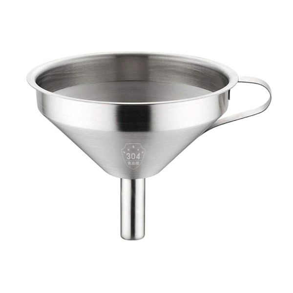 TIJAR Funnel Stainless Steel 10cm Funnel, Quality Food Grade Funnels, Easy to Store with Ring Holder, Dishwasher Safe (10cm, Stainless_Steel)