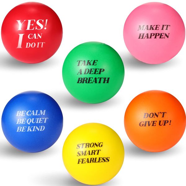 Motivational Stress Balls Colorful Stress Relief Balls with Quotes Inspirational Foam Hand Exercise Balls Anxiety Balls for Adults Kids Squishy Anger Management Stress Balls (48)