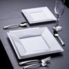 10.75" Disposable Fancy Square White Plastic Dinner Plates Splendid 30pcs